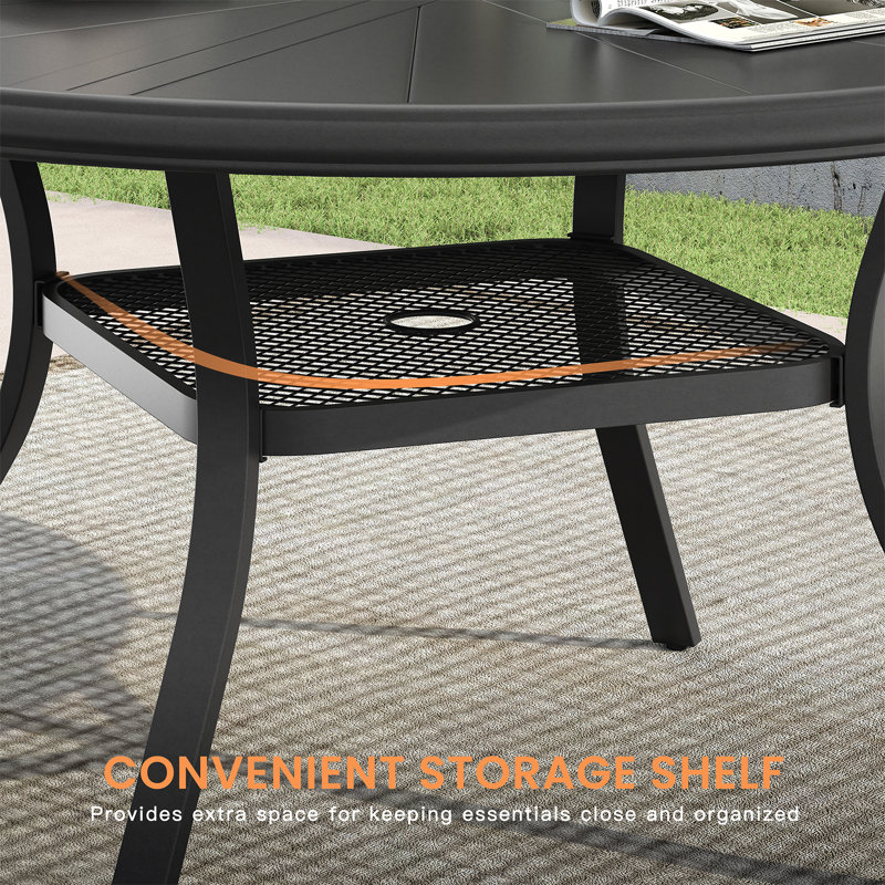 Ensemble de salle à manger en aluminium pour patio avec table ronde en aluminium et 4 chaises de salle à manger pivotantes en textilène