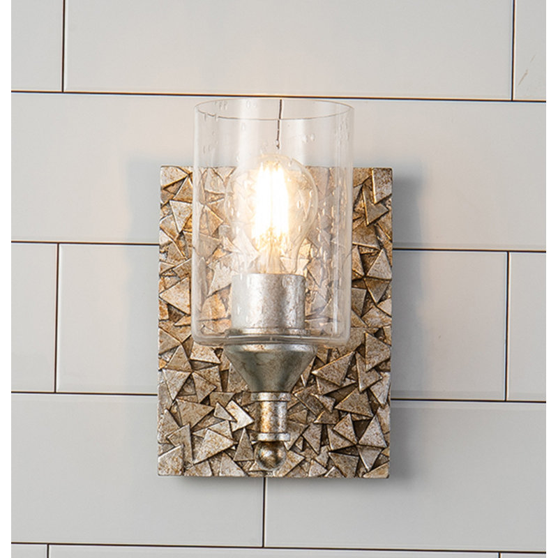 Mosaic 1-Light Wall Sconce In Antique Gold, Silver
