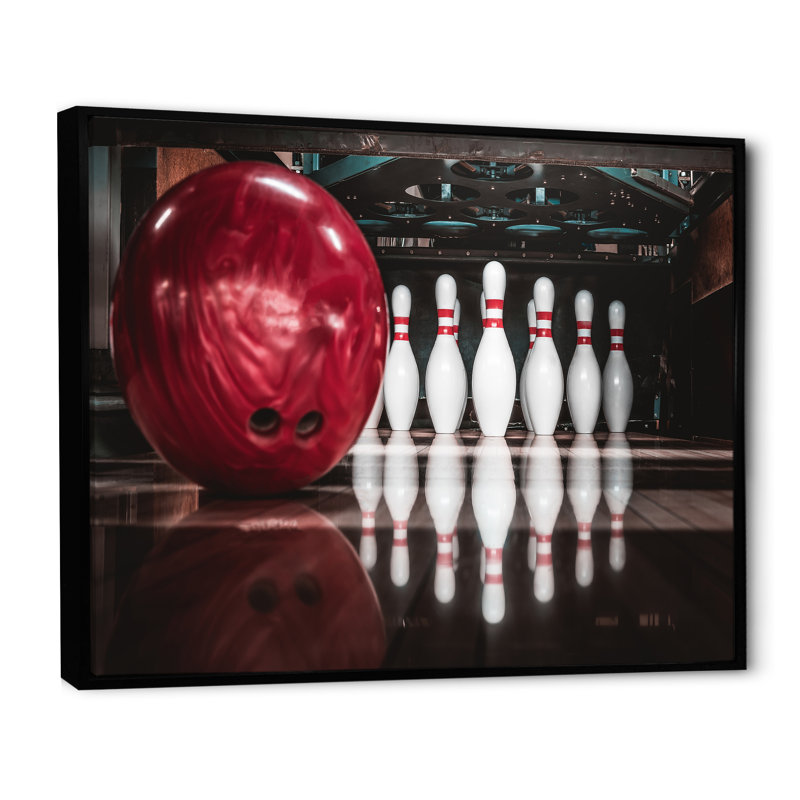 Red Strike Bowling - Sports, reproduction d'art sur toile, H 12 po x l 20 po x P 1 po, Cadre flottant noir