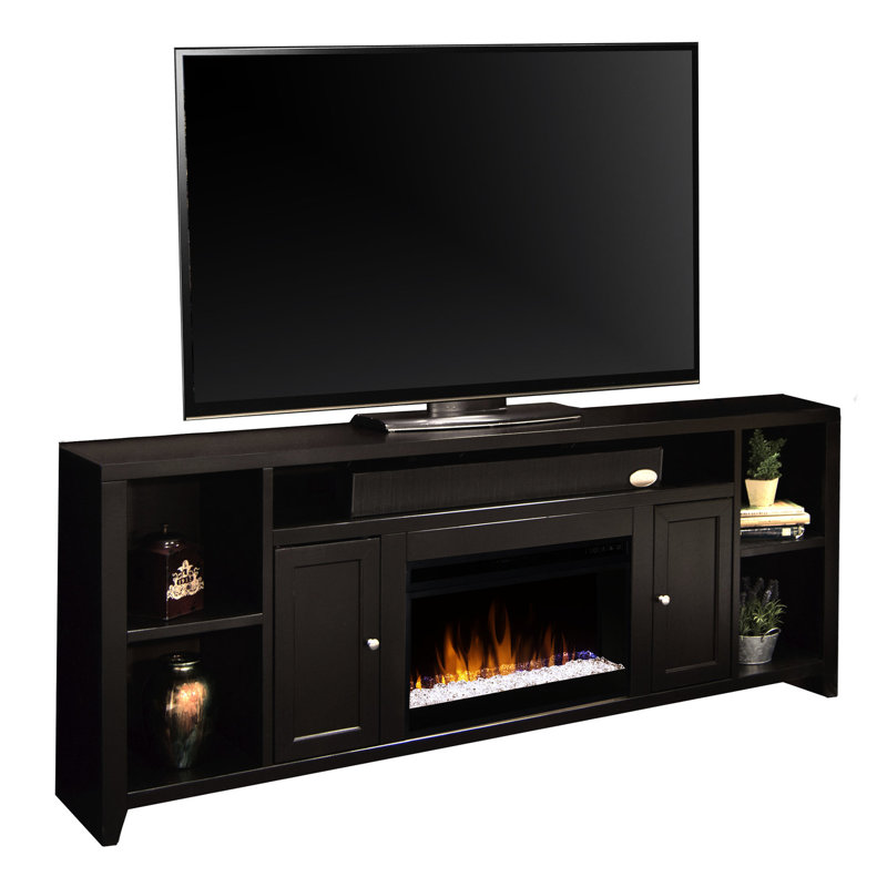 Console de foyer électrique Urban Loft 84 po, brun, jusqu'à 95 po, 5 étagères, flamme automatique, température, luminosité, effet et superbe unité 84 po, 2 portes, tablettes, luminosité réglable