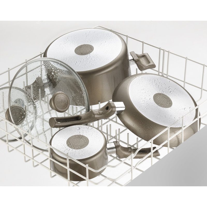 T-fal Chef en céramique 5 pintes Casserole en céramique avec couvercle, Champagne