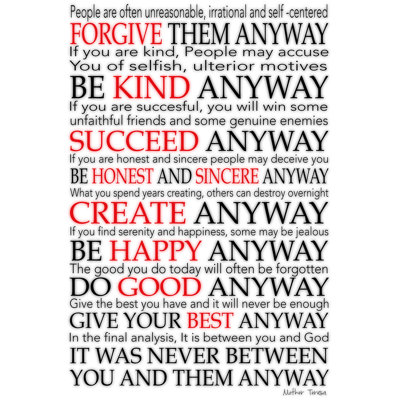 «Mother Teresa Quote Some Letters in Red», reproduction d'art sur toile tendue