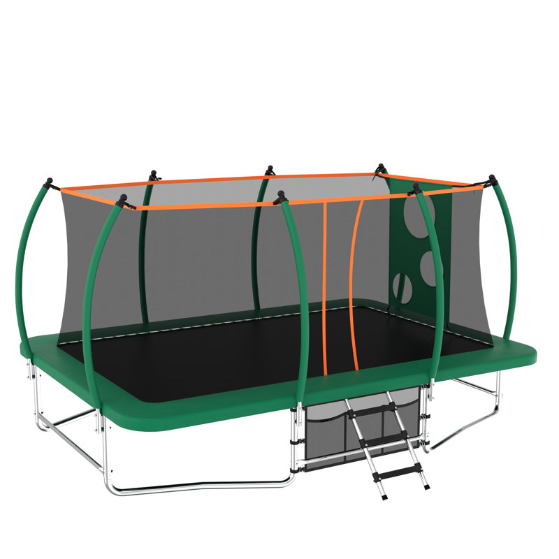 10x16ft Outdoor Square Trampolines For Kids Adults Long Rectangular Tumbling Trampoline, Green