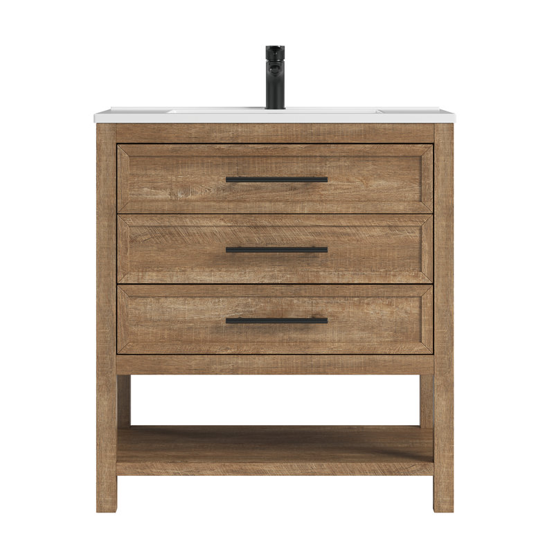 Wilce Santa Fe 30" Freestanding Single Sink Bathroom Vanity With Solid Surface Composite Top