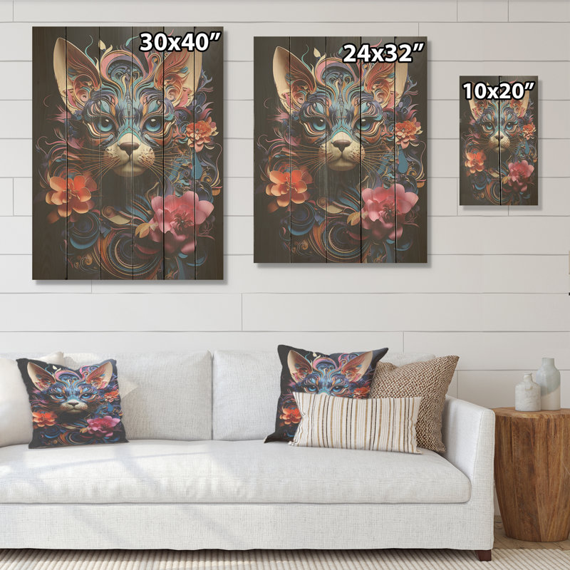 Chat Sphynx Soul Portrait I - art mural en bois sur bois de pin naturel, H 40 po x l 30 po