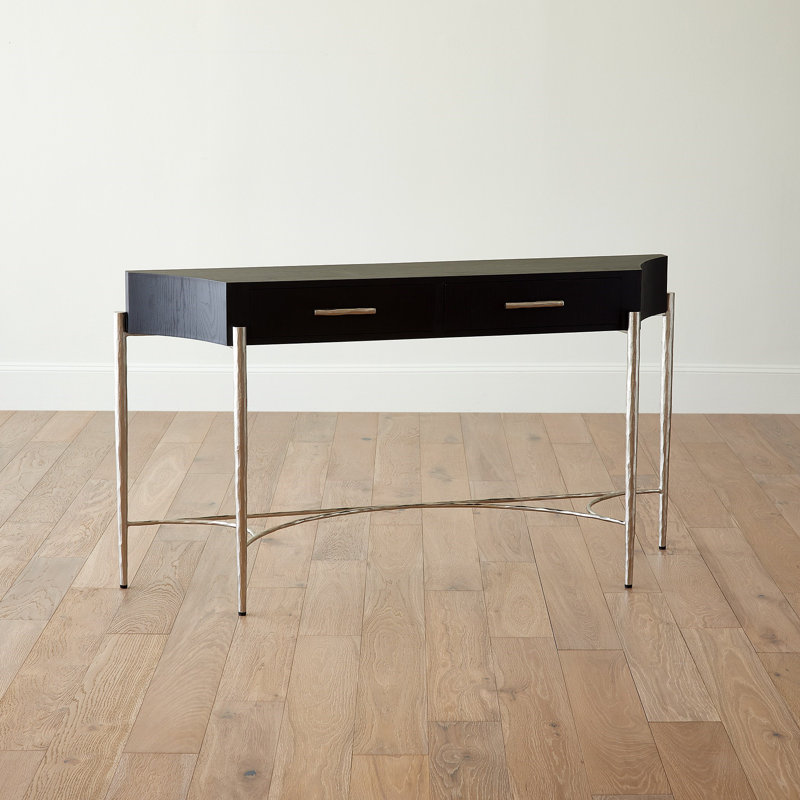 57.5'' W Solid Wood Console Table, Silver, Black