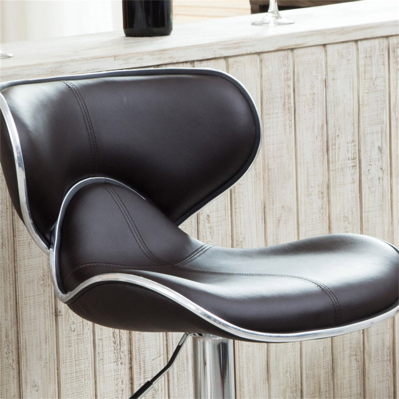 Ensemble de 2 tabourets pivotants réglables Masaccio avec base chromée Airlift, Marron foncé