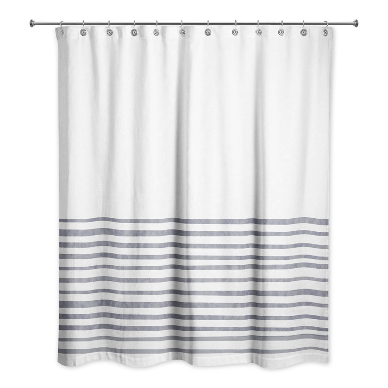 Rideau de douche rayé simple, Bleu marine