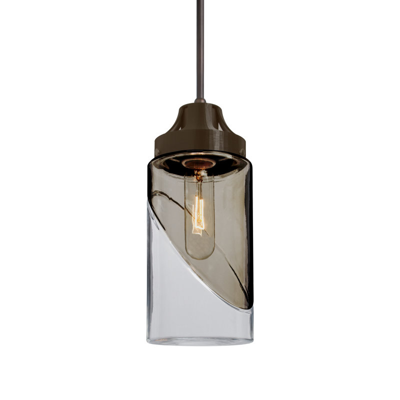 Luminaire suspendu à cylindre simple 1 lumières Casen, Bronze, Fumée