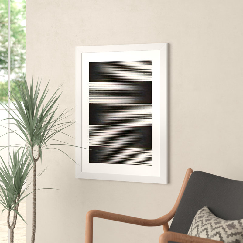«Modern Art- Grayscale» - Impression d'art graphique, H 32 po x l 24 po x P 1 po, Cadre blanc
