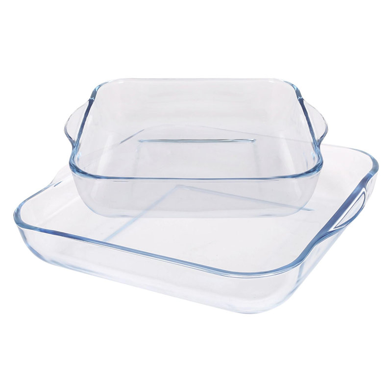 Argon Tableware Square Glass 2 Piece Baker Bakeware Set