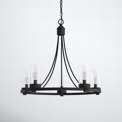 Laurie 5 - Light Dimmable Wagon Wheel Chandelier