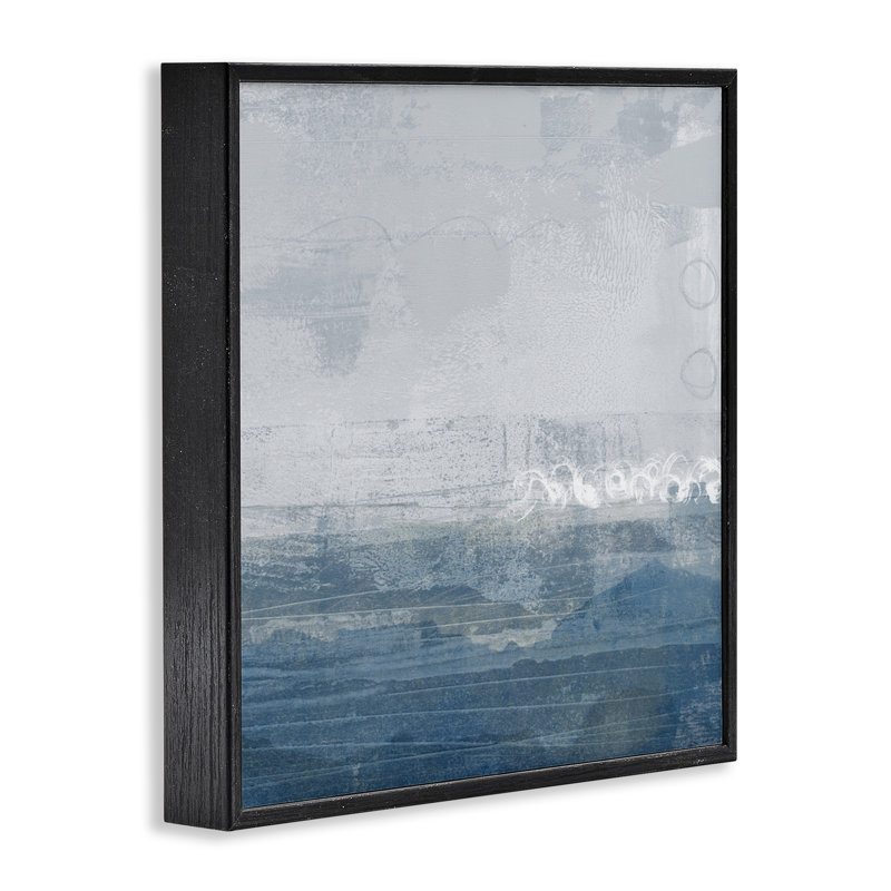 Ocean Tide Abstract Framed Giclee, design by Dan Meneely, 24" H x 24" W, Midnight Black Framed Giclee