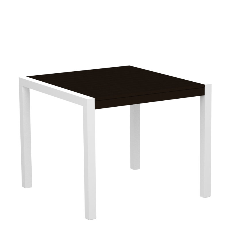 POLYWOOD MOD Dining Table, Textured Black, Mahogany, 35.18" W x 35.18" D
