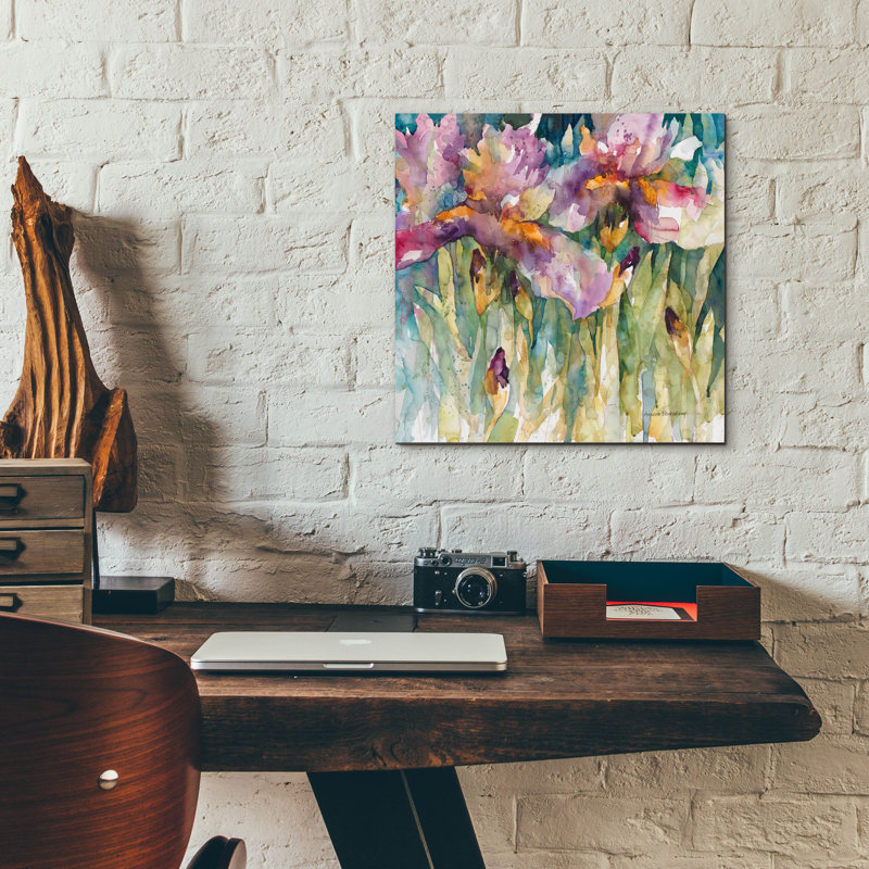 «Siberian Iris» par Annelein Beukenkamp, art mural en verre acrylique, H 12 po x l 12 po x P 0,13 po
