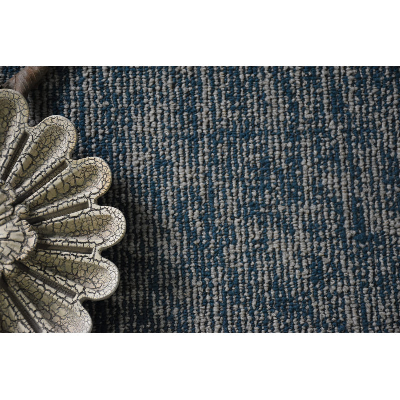 Elemental Accent Rug - Blue Distressed Geometrical Print, Rectangle 7' x 20'