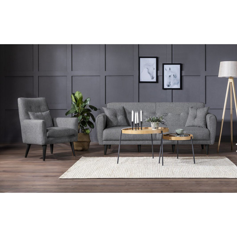 Canapé-lit tapissier Sky, Polyester 100 % gris foncé