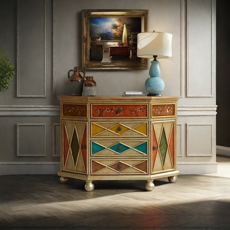 American style multi-functional accent cabinet, Champagne Gold