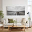 Art mural sur toile noir et blanc avec des fleurs orange-572333354