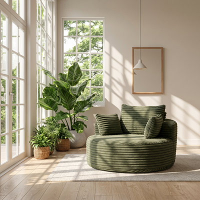 Aurelia 58" W x 55" D x 28.3" H Corduroy Solid Wood Frame Sleeper Chair