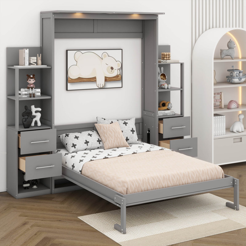 Stephaie Murphy Bed with Drawers, Full/Double, White
