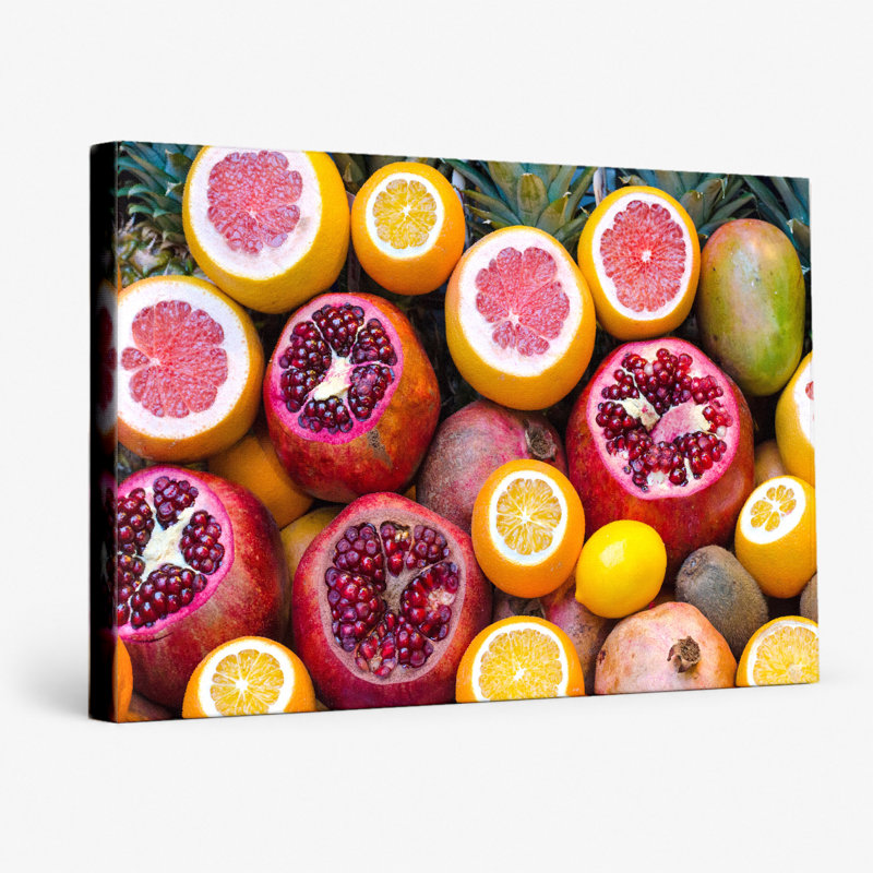 Art tropical sur toile, "Tropical Fruit Abundance", 36" W x 24" H