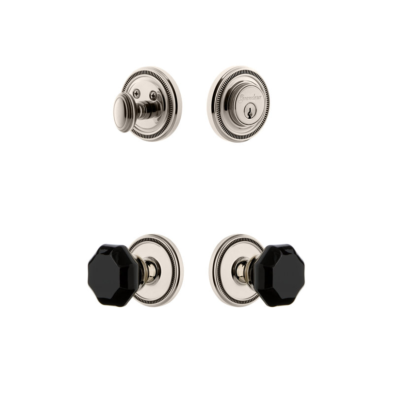 Soleil Knobs with Deadbolt, 2.75", Polished Nickel