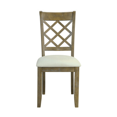 Karsen Beige Linen & Rustic Oak Finish Side Chair (Set Of 2)
