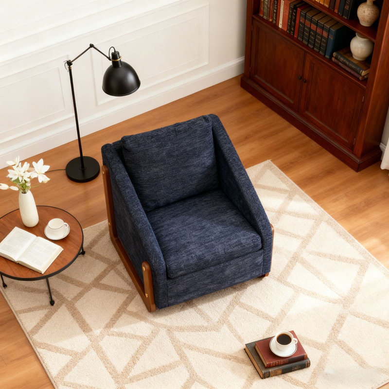 Fauteuil rembourré Chenille, Bleu