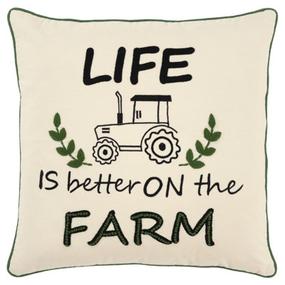 Embroidered Cotton Reversible Throw Pillow