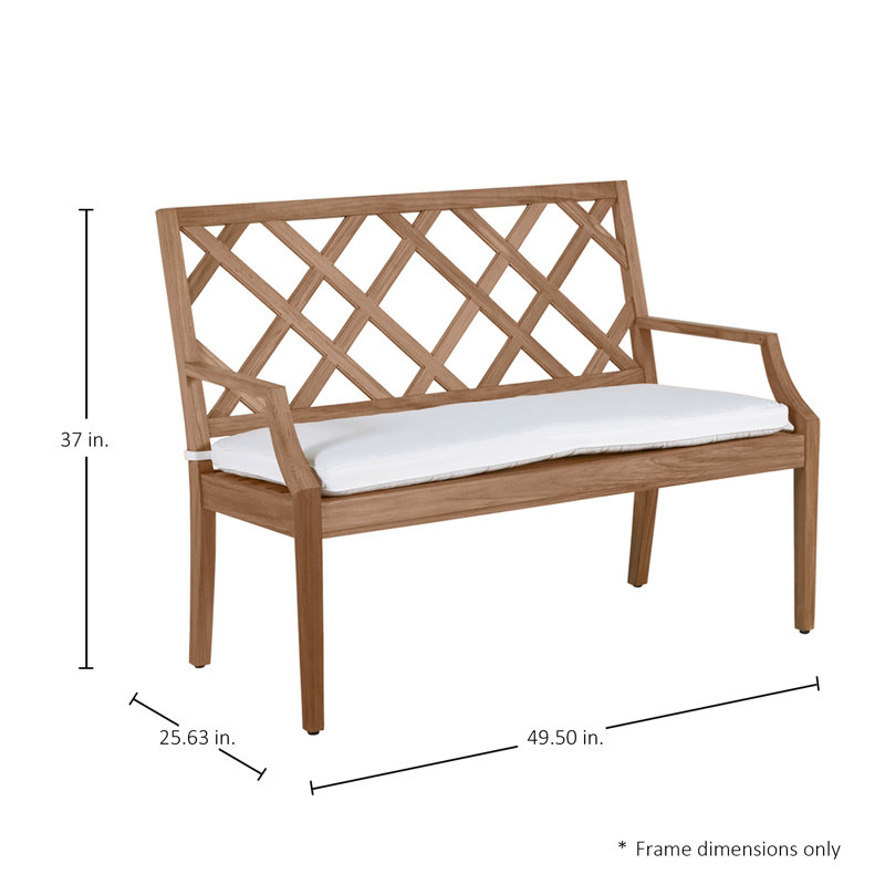 Banc en teck naturel Haley, Welt, InsideOut® Rollo ‑ lin Chambray, Teck naturel