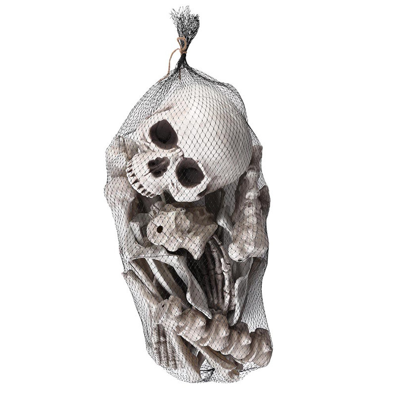 Ensemble de 28 pièces sac de décoration squelette os tête de mort Halloween