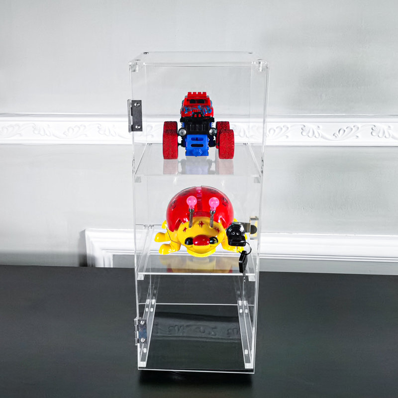 FixtureDisplays 6" x 6" x 16" Rotating Mini Acrylic Tower Showcase Display