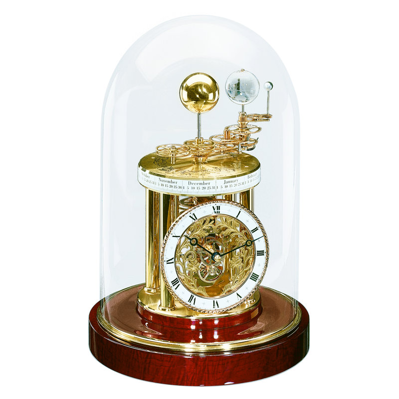 Roman Numeral Metal Quartz Movement / Crystal Tabletop Clock in Mahogany
