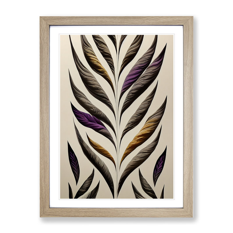 XV1022-3417X Peaceful Feathers - - Wall Art, 66cm H x 48cm W, Oak Framed