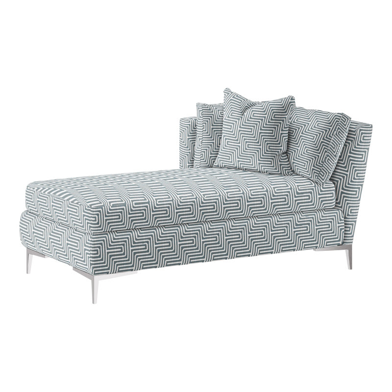 Aiden Chaise Lounge, Polished Stainless, Left Hand Facing, Dutton Indigo (Performance fabric) 1352-54