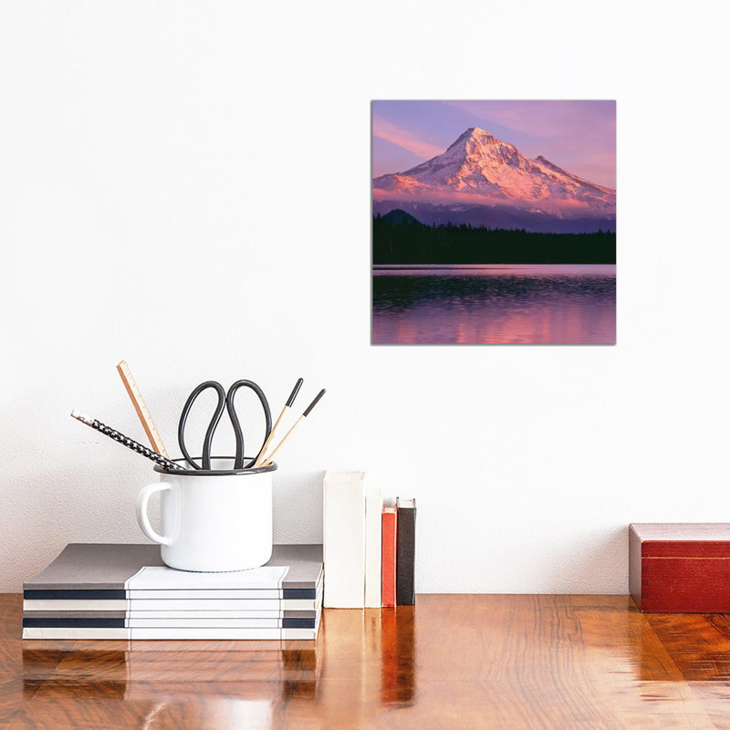 Or, Mount Hood Nf. Sunset Light Reddens North Side of Mount Hood with First Snow 1 Piece Wrapped Canvas Wall Art