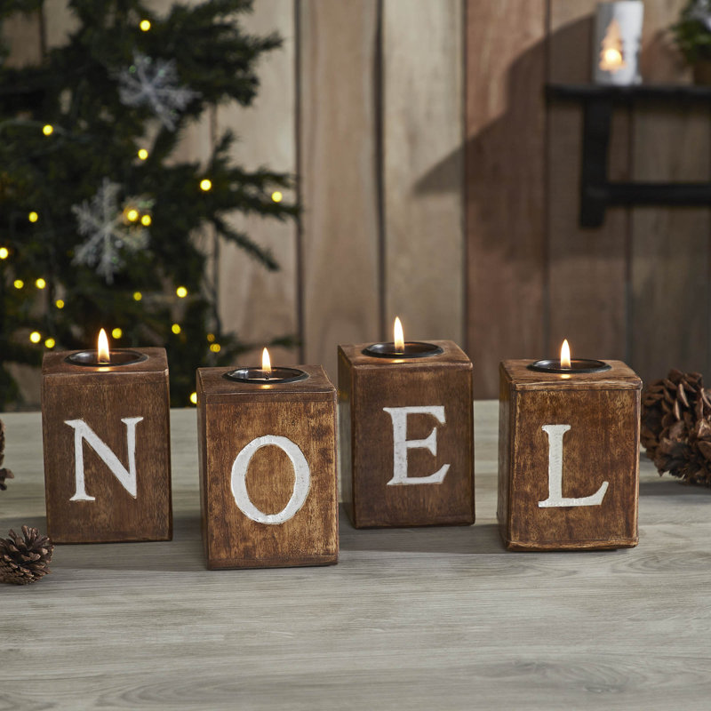 Ensemble de 4 bougies chauffe-plat festives NOEL