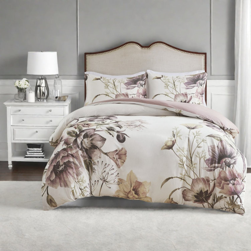 Ensembles de literie à motif floral doux pour grand lit en polyester Shabby Chic Home