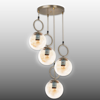 Luminaire suspendu sphère en métal à hauteur réglable 4 lumières