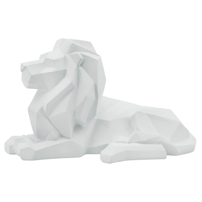 Juyoung Modern Polyresin Geometric Lion Figurine - Stylish Decorative Sculpture for Home Decor, White