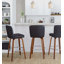 Tabouret de bar contemporain pivotant à hauteur fixe avec revêtement en similicuir et repose-pieds intégré - ensemble de 2
