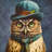 Owl in Hat and Glasses Vintage Portrait Gold Ornate Framed Wall Art - Gentlemen's Bar Theme Decor