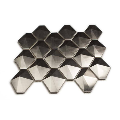 Terrapin 2x3 Geometric Polished Metal Mosaic Tile