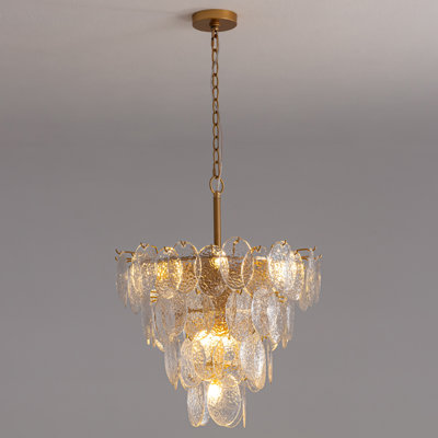 Luminaire suspendu de luxe à 9 lumières de style lustre en cristal de feuille d'or moderne