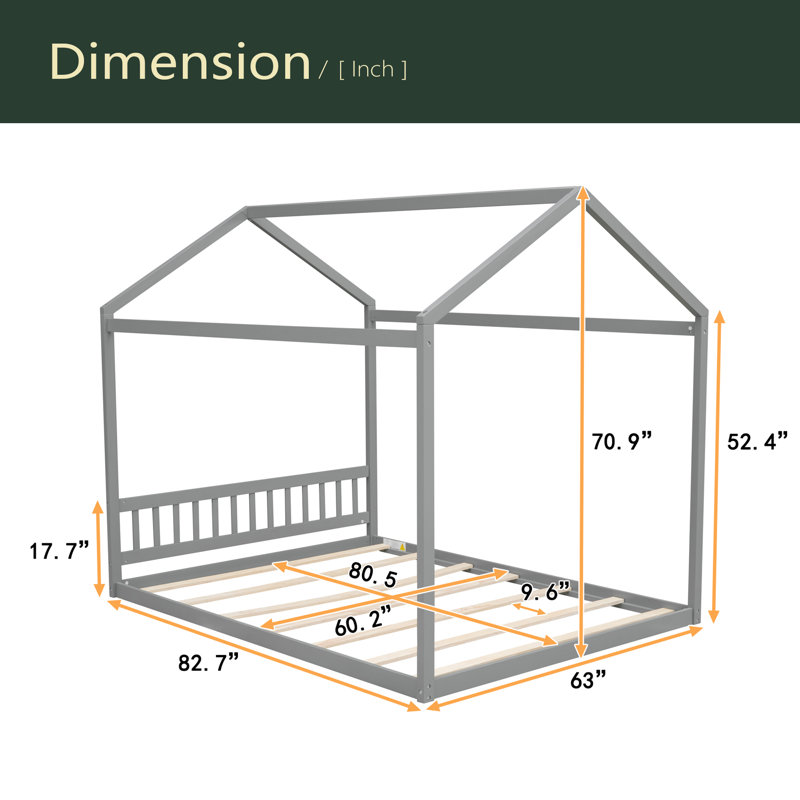 Lit en bois avec tête de lit, Gris