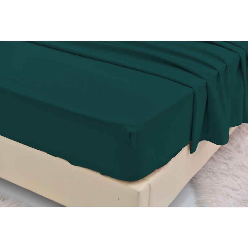  Ensemble de draps 1800 fils en rayonne de bambou, Ensemble de draps pour lit double + drap-housse + , Émeraude