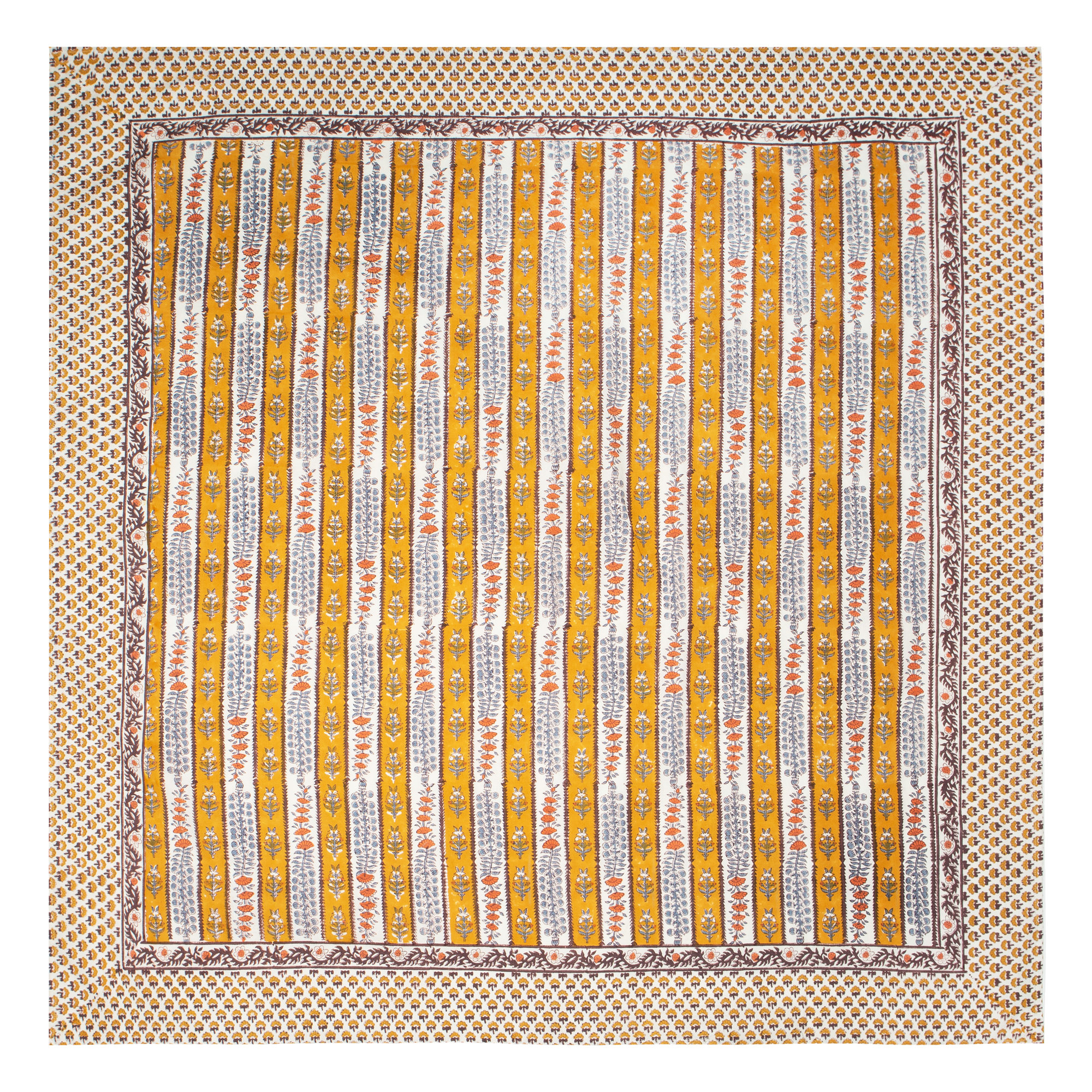 Charlemont Floral Tablecloth, Dijon/Blue, 86" x 59"