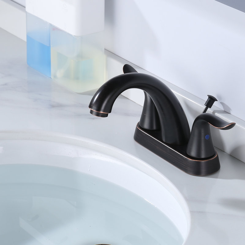 Centerset 2-handle Bathroom Faucet with Drain Assembly, Oiled Rubbed Bronze