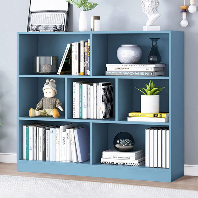 Petite bibliothèque horizontale 7 cubes, Bleu vif
